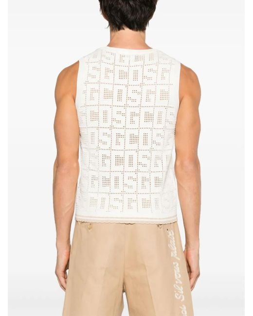 Gcds White Monogram Macramé Sleeveless Jumper for men