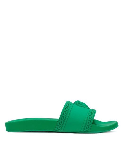 Versace Green Medusa Cardinal Slide Sandals for men