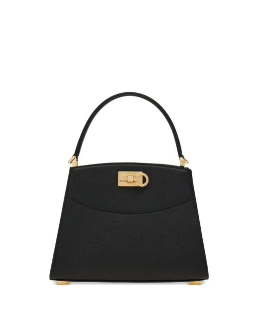 Ferragamo Black Xs Gancini Grained Leather Top-Handle Bag