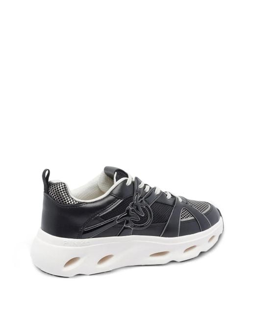 Pinko Black Logo-Detail Mesh-Upper Sneakers
