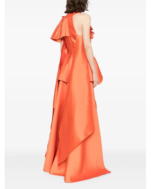 Saiid Kobeisy Orange Mikado Jumpsuit With Asmmymetrical Cuts And Matching Embroidery