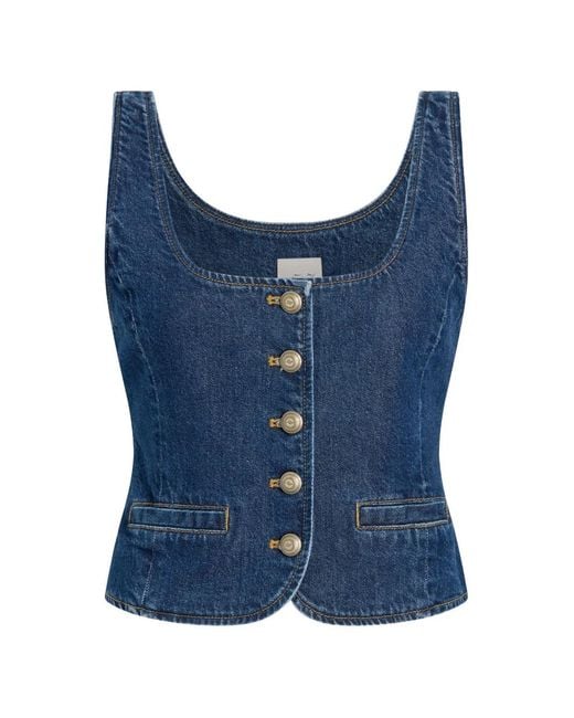 Cinq À Sept Blue Rowena Button-Up Denim Top
