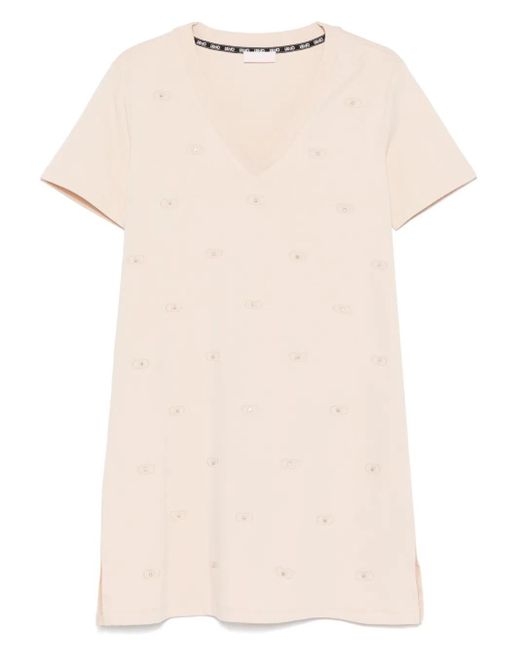 Liu Jo Women's Natural Embroidered-Logo Dress