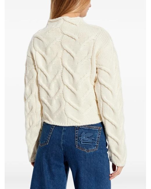 FRAME White Cable-Knit Roll-Neck Sweater