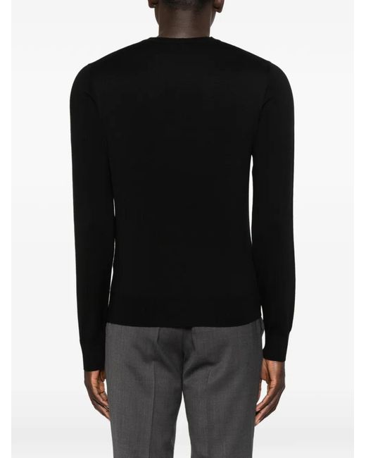 Emporio Armani Black Crew-Neck Virgin-Wool Sweater for men