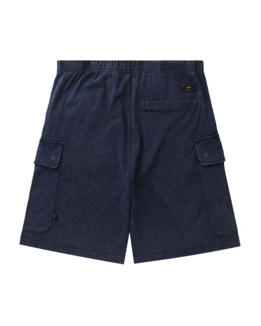Alpha Industries Blue Cotton Shorts for men