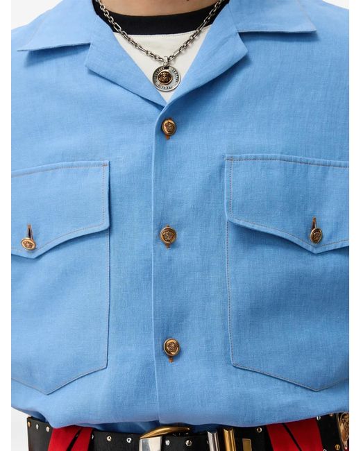 Versace Blue Linen Shirt for men
