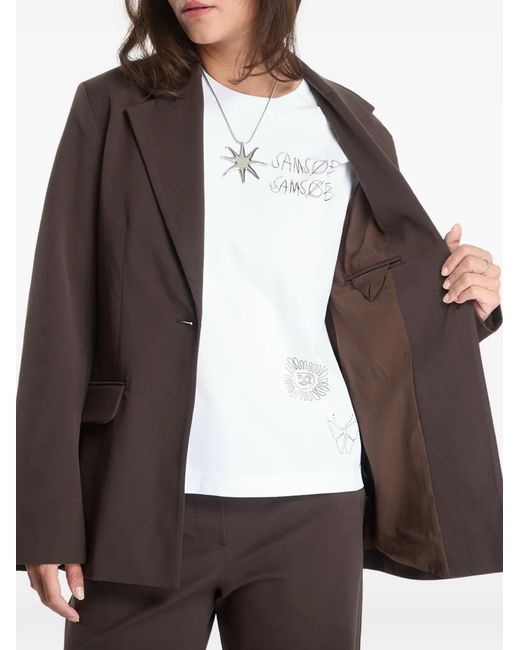 Samsøe & Samsøe Brown Saheaven Single-Breasted Blazer
