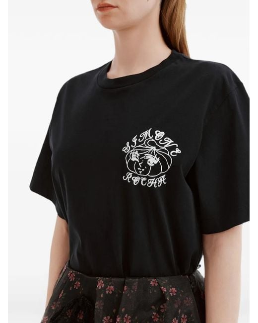 Simone Rocha Black T-Shirt À Imprimé Graphique