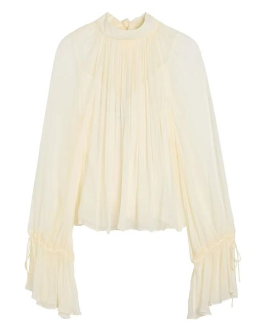 Staud Natural Roux Pleated Blouse