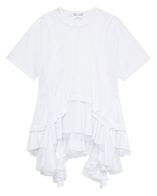 Comme des Garçons White Asymmetric Ruffled T-shirt