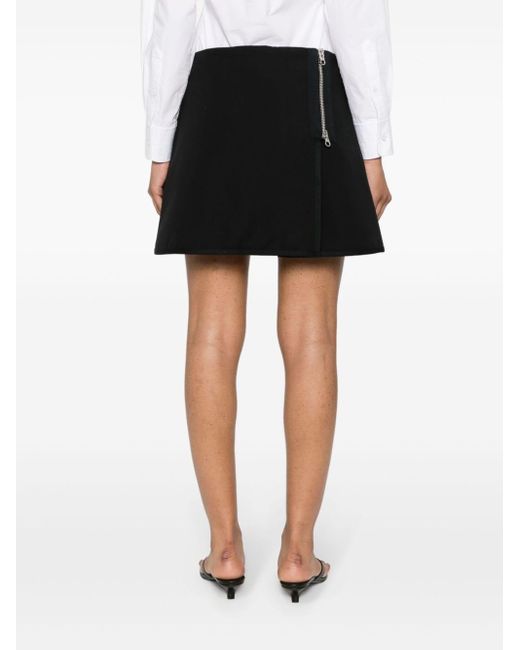 Courreges Black Wrap-design Cotton Skirt