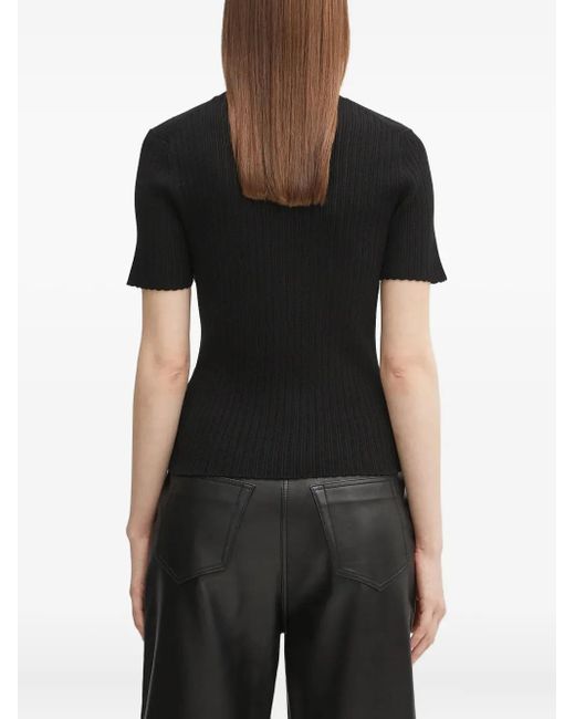 KENZO Black Ribbed-Knit Diamond-Pattern Top