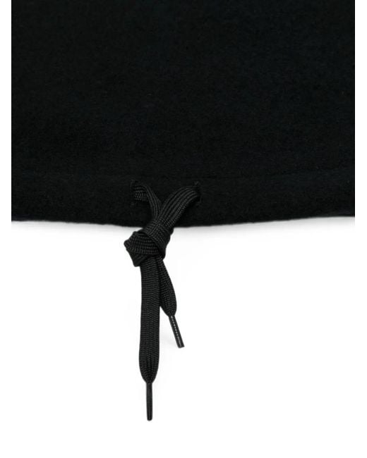 Rier Black Drawstring Fleece Beanie Hat for men