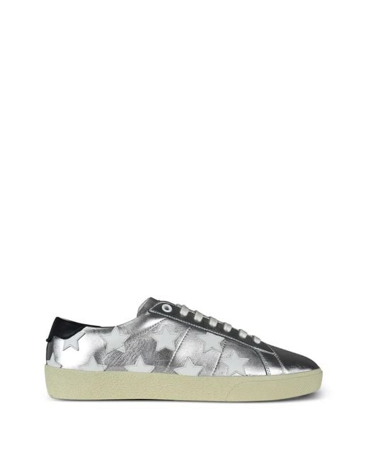 Saint Laurent White Court Classic Star-Patch Sneakers for men