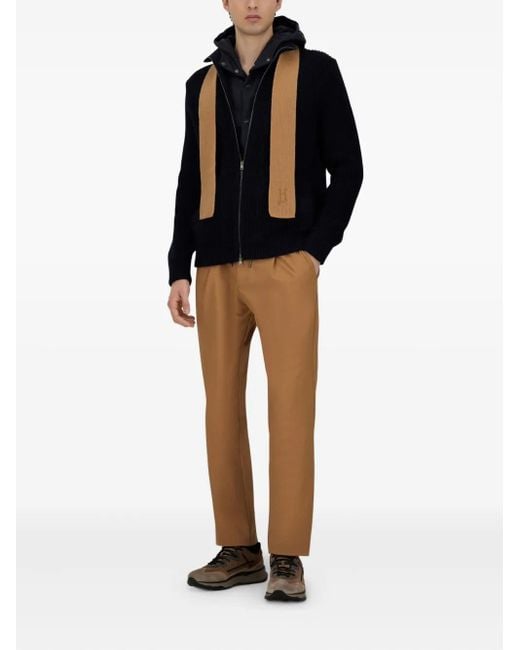 Herno Blue Ribbed-Knit Wool Jacket for men