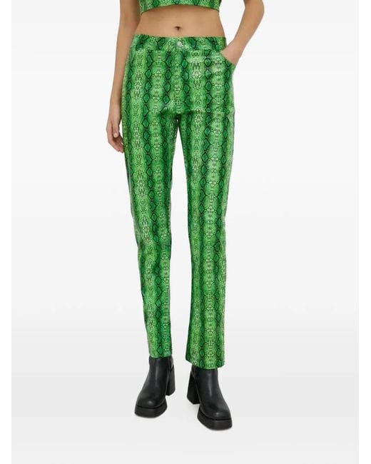 Résumé Green Snakeskin-Print Trousers