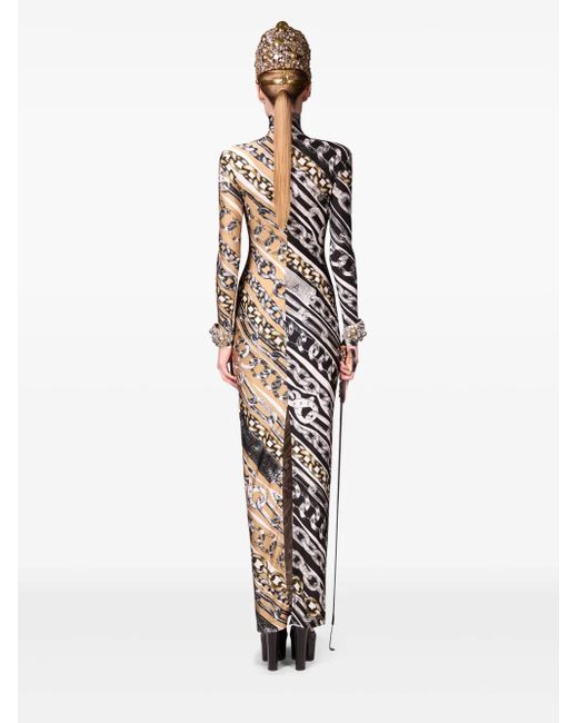 Area White Kleid Mit Ketten-Print