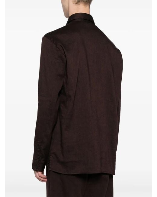 Transit Black Patch-Pocket Button-Up Shirt for men