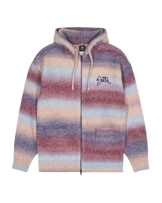 PATTA Purple Striped-Pattern Hoodie for men