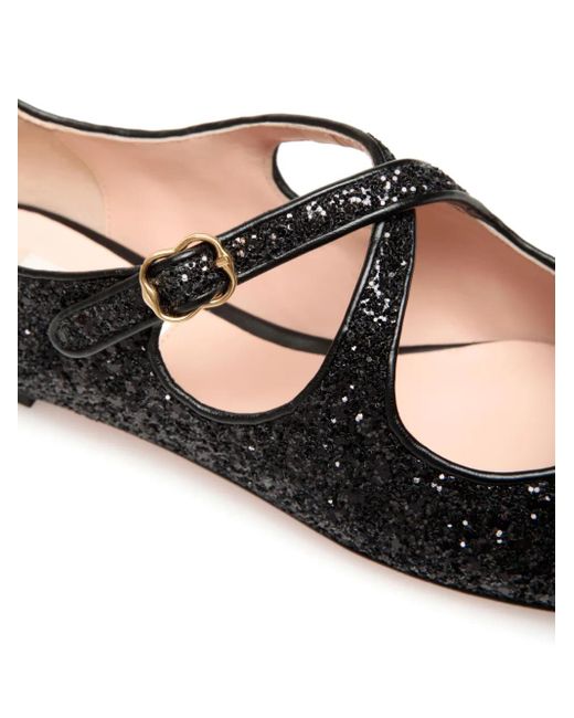 Bally Black Glitter Ballerina Shoes