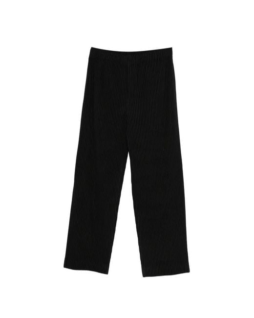 Homme Plissé Issey Miyake Black Pleated Wide-Leg Trousers for men