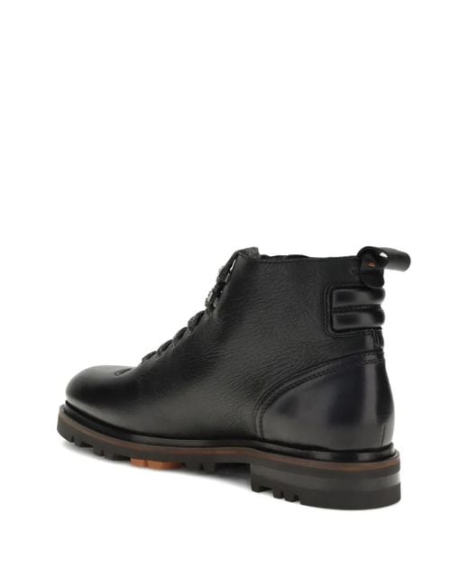 Santoni Laarzen Met Veters En Logopatch in het Black voor heren
