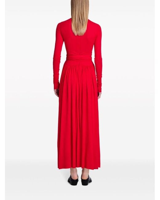 Proenza Schouler Red Crepe Jersey Wrap Maxi Dress