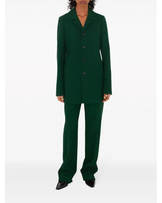 Burberry Green Single-Breasted Wool Coat
