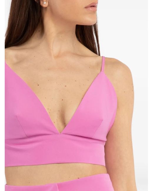 ACTUALEE Purple Spaghetti-Strap V-Neck Top