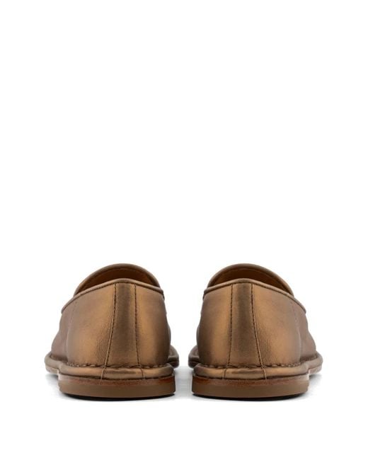 Buttero Brown Ercole Metallic-Leather Slippers