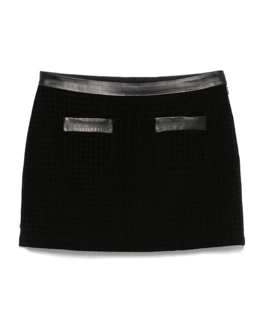 Casablanca Black Open-Weave Tailored Mini Skirt