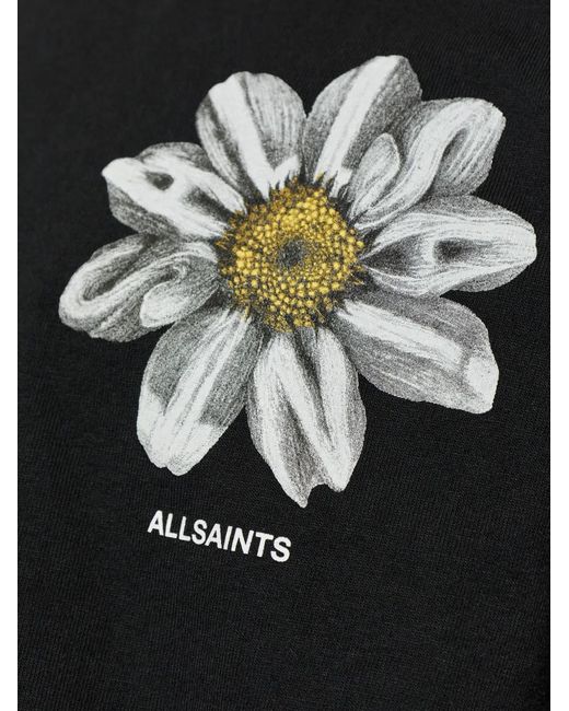 AllSaints Black Petals Floral-Print T-Shirt for men