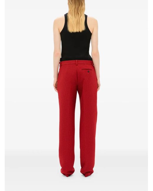 MSGM Red Check-Print Trousers