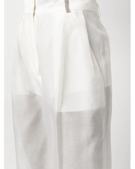 Fabiana Filippi White Transparent-Leg Loose-Fit Trousers