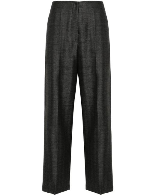Forte_forte Black Herringbone Wool Tailored Trousers