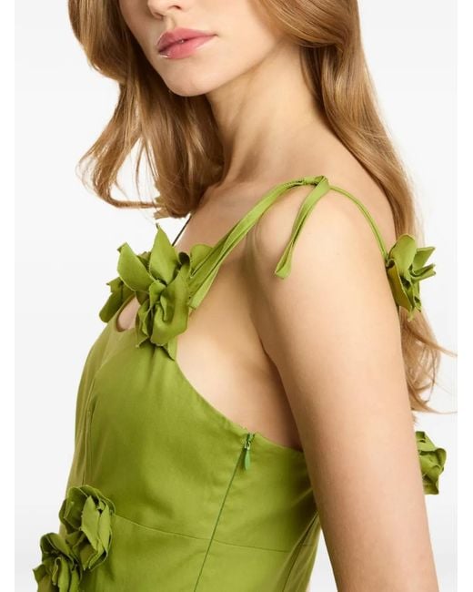 Cinq À Sept Green Floral-Appliqué Tiered Dress