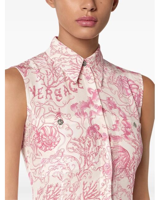 Vestido camisero midi Underwater Barocco Versace de color Pink