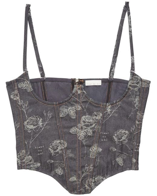 Fleur du Mal Gray No Cup Jacquard Bustier