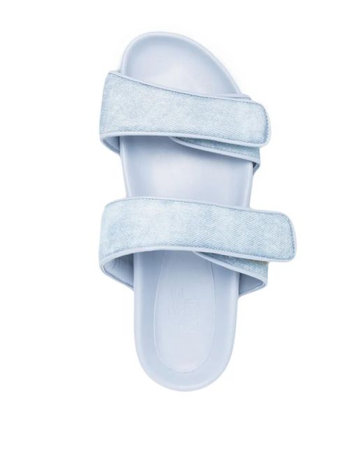 Gia Borghini Blue Touch-Strap Denim Slides