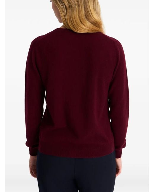 Pringle of Scotland Red Crew-Neck Cashmere Cardigan