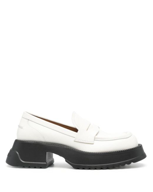 Marni Tweekleurige Leren Loafers in het White