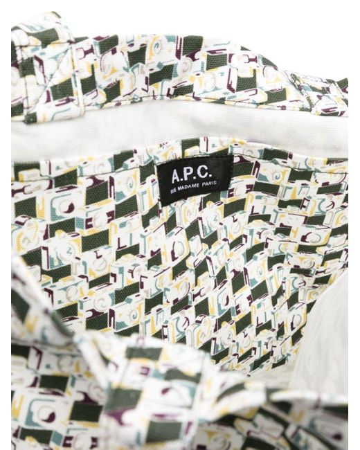 A.P.C. White Logo-print Cotton Tote Bag