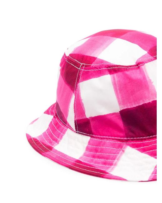 MSGM Pink Gingham-Check Bucket Hat