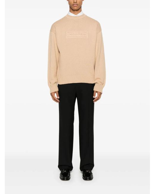 DSquared² Natural Ribbed Cotton Crewneck Sweater for men