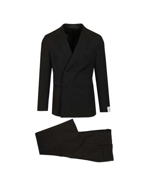 Caruso Black Aida Double-Breasted Suit for men