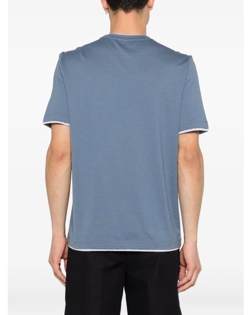 Gran Sasso Blue Trim-Detail T-Shirt for men