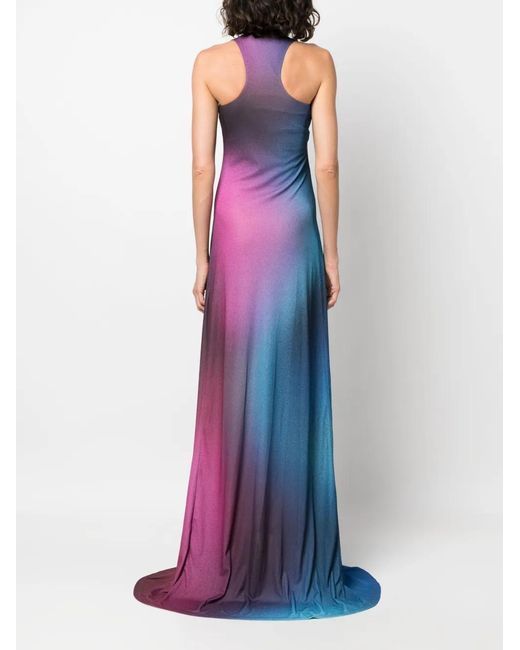 Patrizia Pepe Blue Body-Print Scoop-Neck Maxi Dress