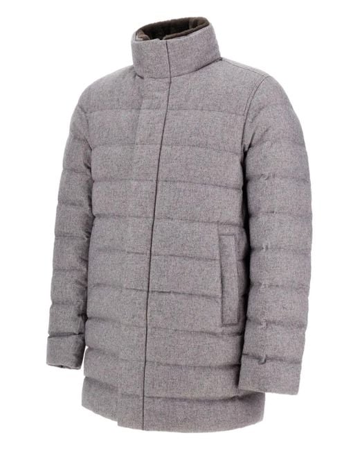 Herno Gray High-Neck Long-Sleeve Coat for men