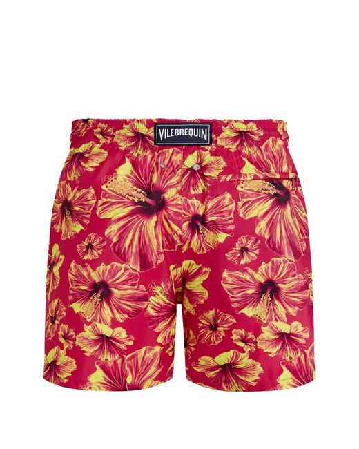 Vilebrequin Red Floral-Print Swim Shorts for men